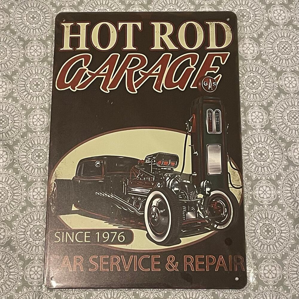 Hot Rod Garage ~ 8” x 12” Metal Sign